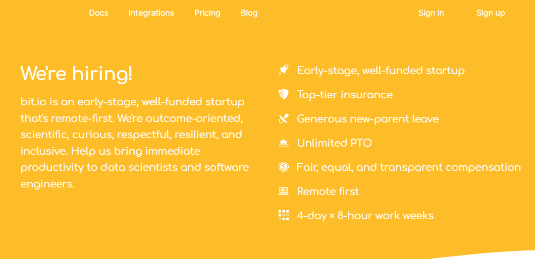 Bit.io Jobs page