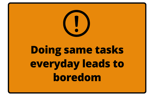 Repetitive tasks lead to boredom